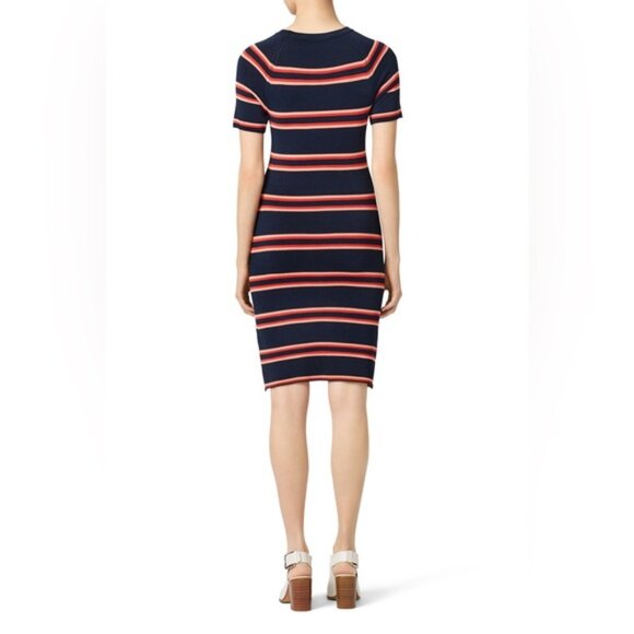 NWT A.L.C. Thompson Dress Rayon Knit Short Sleeve Crew Nk Bodycon Striped LARGE - Picture 5 of 10